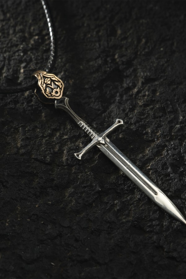 3 Boyutlu Kılıç Gümüş Madalyon