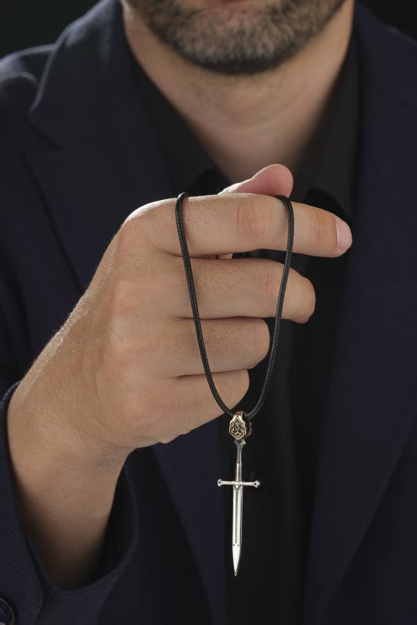 3 Boyutlu Kılıç Gümüş Madalyon