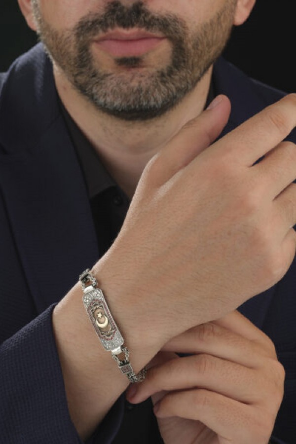 Ay Yıldız İsimli Gümüş Bileklik