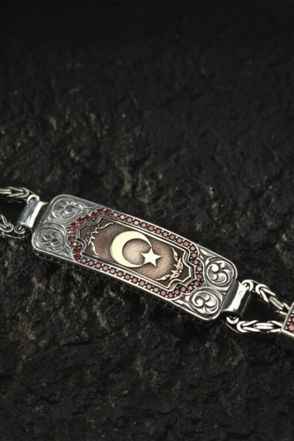 Ay Yıldız İsimli Gümüş Bileklik