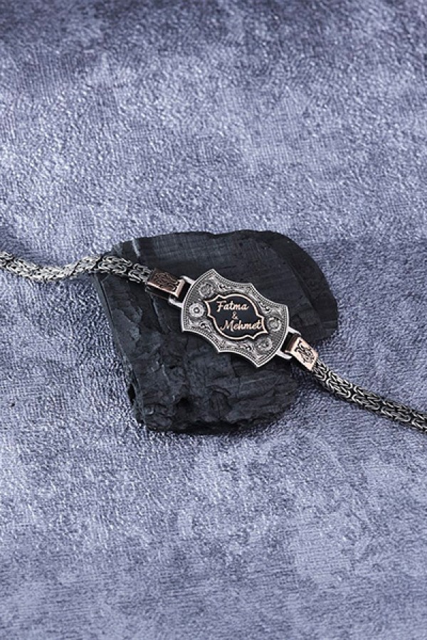 İsimli ve Etrafı Sureli Gümüş Bileklik Modeli