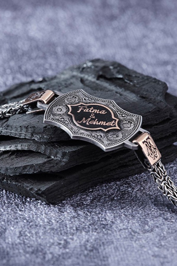 İsimli ve Etrafı Sureli Gümüş Bileklik Modeli
